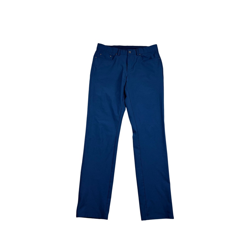 Greg Norman Mens Blue Performance Golf Pants 5-Pocket Straight Leg 32x32 Stretch